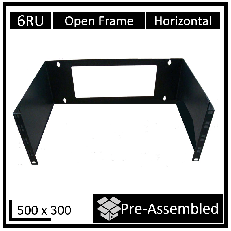LDR Open Frame 6U Wall Mount Frame (500mm x 300mm) - Black Metal Construction