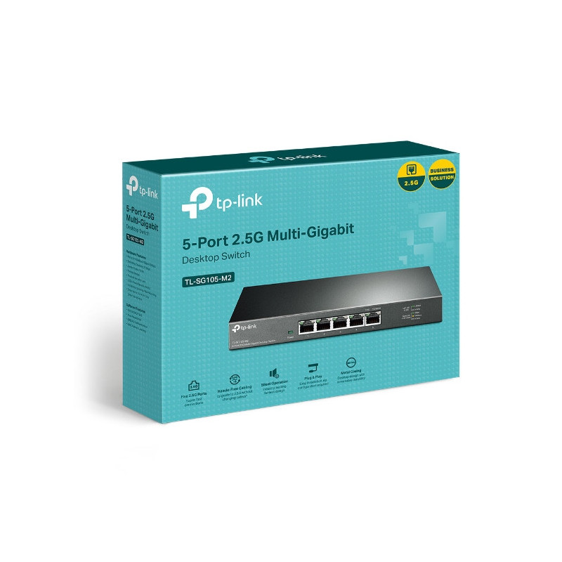 TP-Link TL-SG105-M2 5-Port 2.5G Desktop Switch, Up To 25G Switching Capacity, Connects 2.5G NAS/Server, 2.5G WiFi 6 AP, 4K Vi