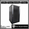 LDR Assembled 22U Server Rack Cabinet (L600mm x W1000mm x H1070mm), Glass Door,1x 8-Port PDU, 1x 4-Way Fan, 2x Fixed Shelves 