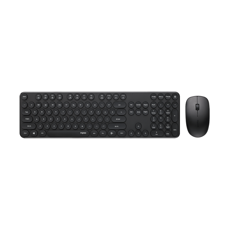 RAPOO Wireless Stylish, Spill-Resistant, Retro Style Round Key, 1000DPI, 2.4G Connection, 10M Range, Nano Receiver, Optical M