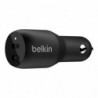 Belkin BoostCharge 36W Dual USB-C Car Charger - Black (CCB002btBK), 2xUSB-C (18W), Safe & Optimized, Apple iPhone, CEW $2,500