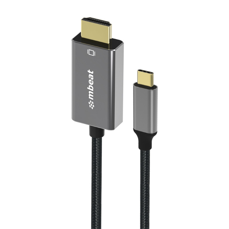 mbeat® Tough Link 1.8m 4K USB-C to HDMI Cable - Extend USB-C Laptop, Tablet or Smartphone Video to HDMI Monitor, Projector, 