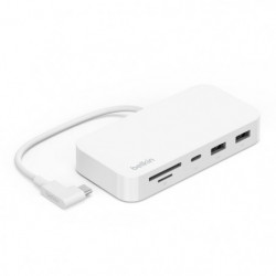 Belkin Connect USB-C 6-in-1 Multiport Hub with Mount - White (INC011btWH), 10Gbps, 2x USB-A, USB-C, SD 3.0 & MicroSD Card Rea