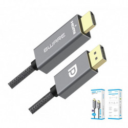 8ware 2m DisplayPort DP to HDMI 1.4v Male to Male Adapter Converter Cable Retail Pack 1080P Nylon Braide for Video Card PC No