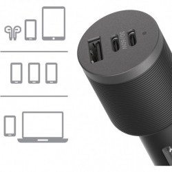 OtterBox 72W USB-C Triple Port Premium Pro Fast Car Charger - Black (78-80899),1x USB-A (12W), 2x USB-C (30W),Fast-Charging f