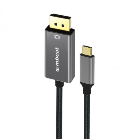 mbeat® Tough Link 1.8m 4K USB-C to Display Port Cable - Converts USB-C to DisplayPort,4K@60Hz (3840×2160), Gold Plated, Alu