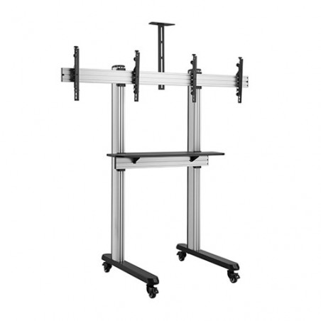 Brateck Dual Screen Video Conferencing TV Cart for 45'-55' TVs Up to 50kg each, Fine Texture Grey, 2009x1000x2460mm (LS)