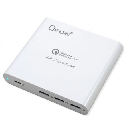 Oxhorn Multi-Functional USB Type C 87W Laptop Notebook Tablet Quick Charge 4 Port 1xUSB-C 3xUSB-A Power Adapter USB-C cable