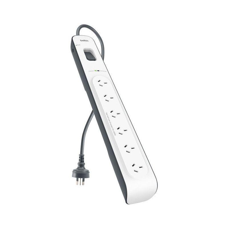 Belkin SurgeMaster 6-Outlet Surge Protection Strip with 2M Power Cord - White/Grey (BSV603au2M), 650 Joules Protection, CEW $