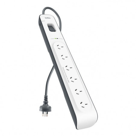Belkin SurgeMaster 6-Outlet Surge Protection Strip with 2M Power Cord - White/Grey (BSV603au2M), 650 Joules Protection, CEW $