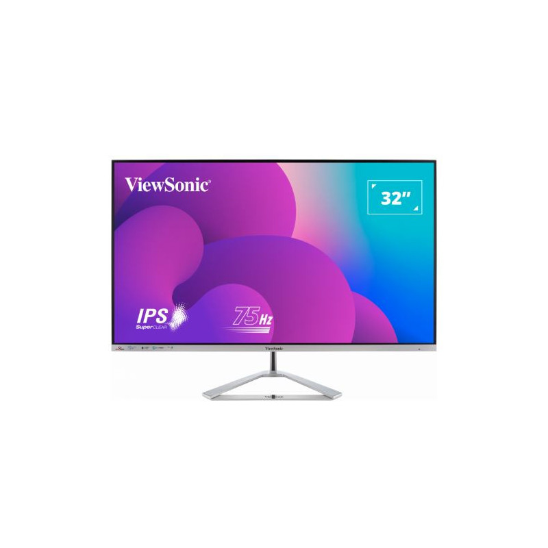 ViewSonic 32' Office Professional Stylish Elegant & Ultra Thin bezel, SuperClear IPS  4ms, FHD,HDMI,DP,VGA,Speakers,Low Energ