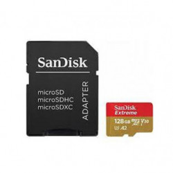 SanDisk Extreme microSDXC, SQXAA 128GB, V30, U3, C10, A2, UHS-I, 190MB/s R, 90MB/s W, 4x6, SD adaptor, Lifetime Limited, Acti