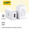 USP 10W USB-A Fast Wall Charger - White, Intelligent Chip, Smart Charging, Output Voltage DC5V/3A, Output Current 2A max, 5 Y