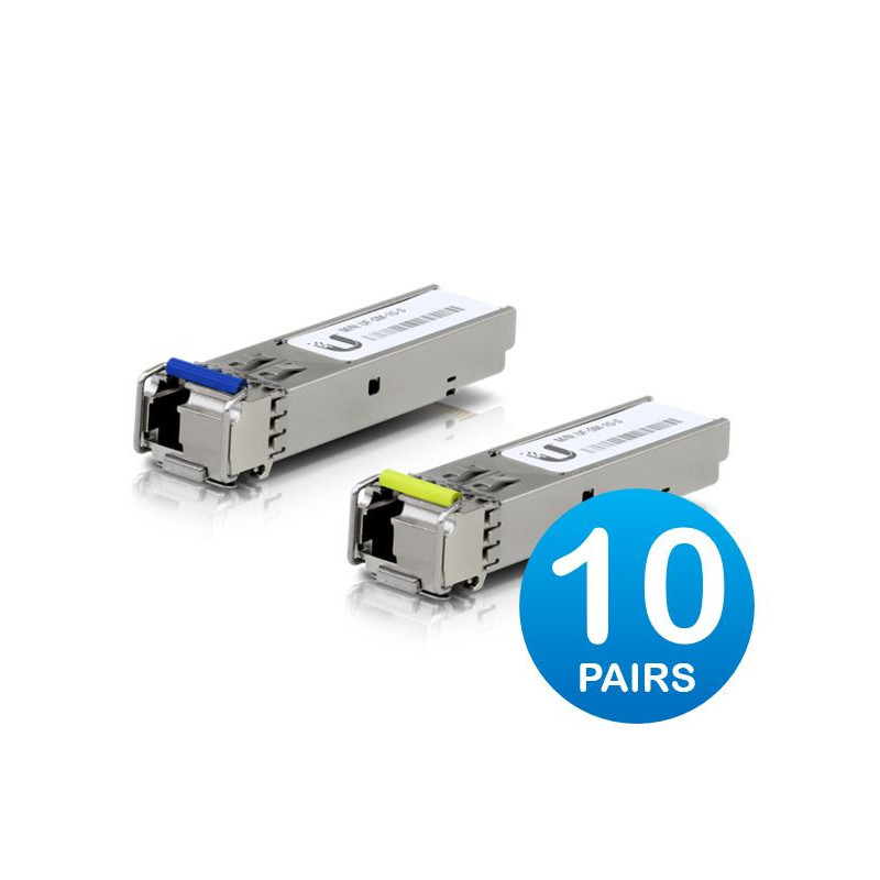 Ubiquiti UFiber1 Gbps Bidirectional Single-Mode SFP Module, 20-Pack, Up 3km Distance,Simplex LC Connector, Fiber Cable Not In
