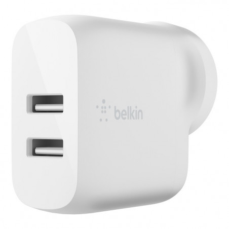 Belkin BoostCharge Dual USB-A Wall Charger 24W - White (WCB002auWH), 2xUSB-A (12W), Safe & Efficient, Apple, CEW $2500, 2 Yea