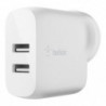 Belkin BoostCharge Dual USB-A Wall Charger 24W - White (WCB002auWH), 2xUSB-A (12W), Safe & Efficient, Apple, CEW $2500, 2 Yea