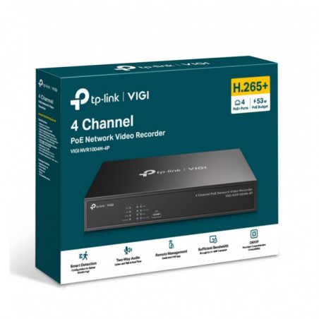 TP-Link VIGI NVR1004H-4P 4 Channel PoE  Network Video Recorder, 24/7 Continuous Recording, 4K HDMI Video Output & 16MP Decodi