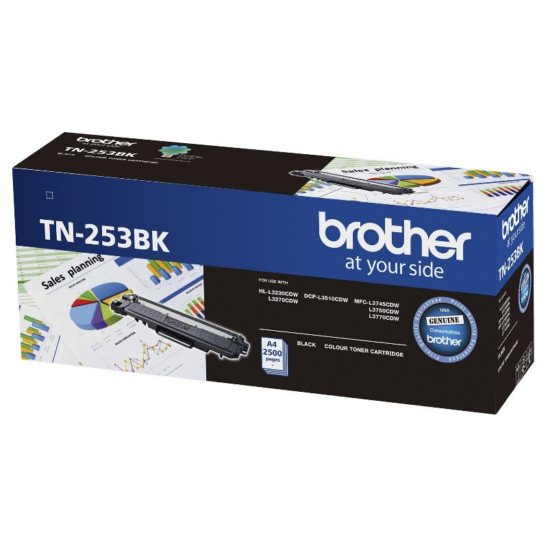 Brother TN-253BK Black Toner Cartridge to Suit -  HL-3230CDW/3270CDW/DCP-L3015CDW/MFC-L3745CDW/L3750CDW/L3770CDW (2,500 Pages