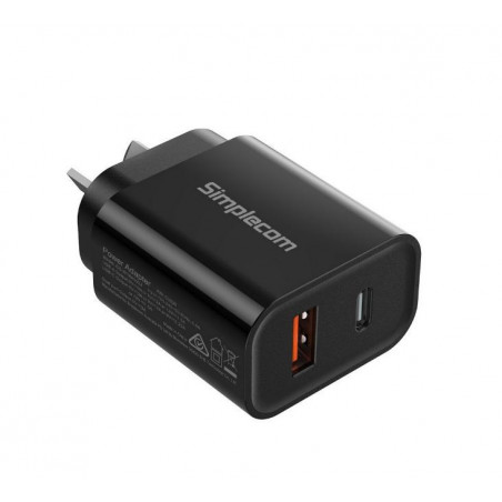 Simplecom CU220 Dual Port PD 20W Fast Wall Charger USB-C   USB-A for Phone Tablet