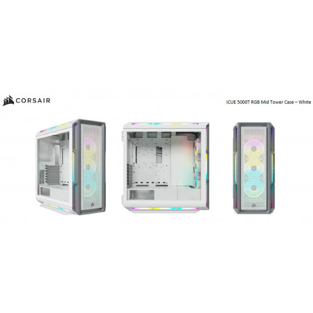 Corsair iCUE 5000T RGB ATX Mid-Tower Case, USB Type-C, 160 RGB LED, Rapid Route, Maximum Cooling, Tool Free Hinged Side Panel