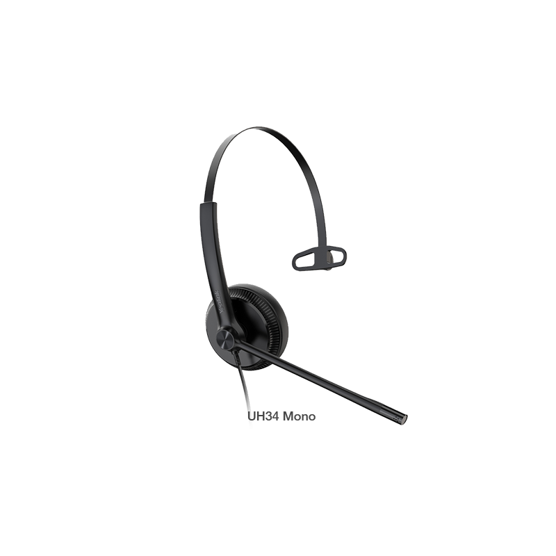 Yealink UH34 Mono Teams USB Headset, Lightweight, All Day Wearing Comfort, Ear Wideband Noise Cancelling Microphone, Leather 