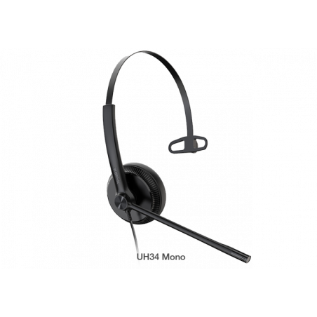 Yealink UH34 Mono Teams USB Headset, Lightweight, All Day Wearing Comfort, Ear Wideband Noise Cancelling Microphone, Leather 