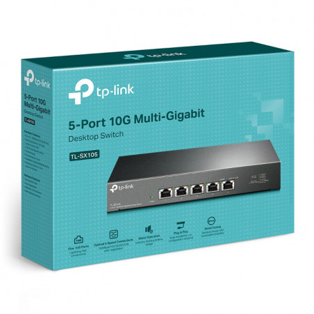 TP-Link TL-SX105 5-Port 10G Desktop Switch, up to 100 Gbps switching capacity, Auto-negotiation, Silent Operation, Metal Casi