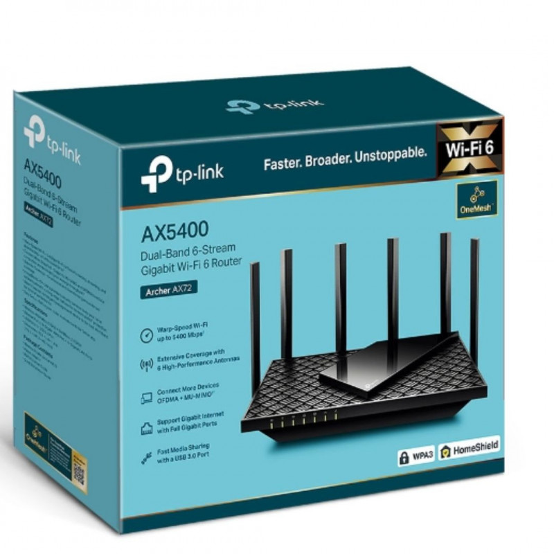 TP-Link Archer AX55 Pro AX3000 Dual-Band Wi-Fi 6 Router,  574 Mbps at 2.4 GHz   2402 Mbps at 5 GHz  , 4× Antennas,1× 2.5 Gb