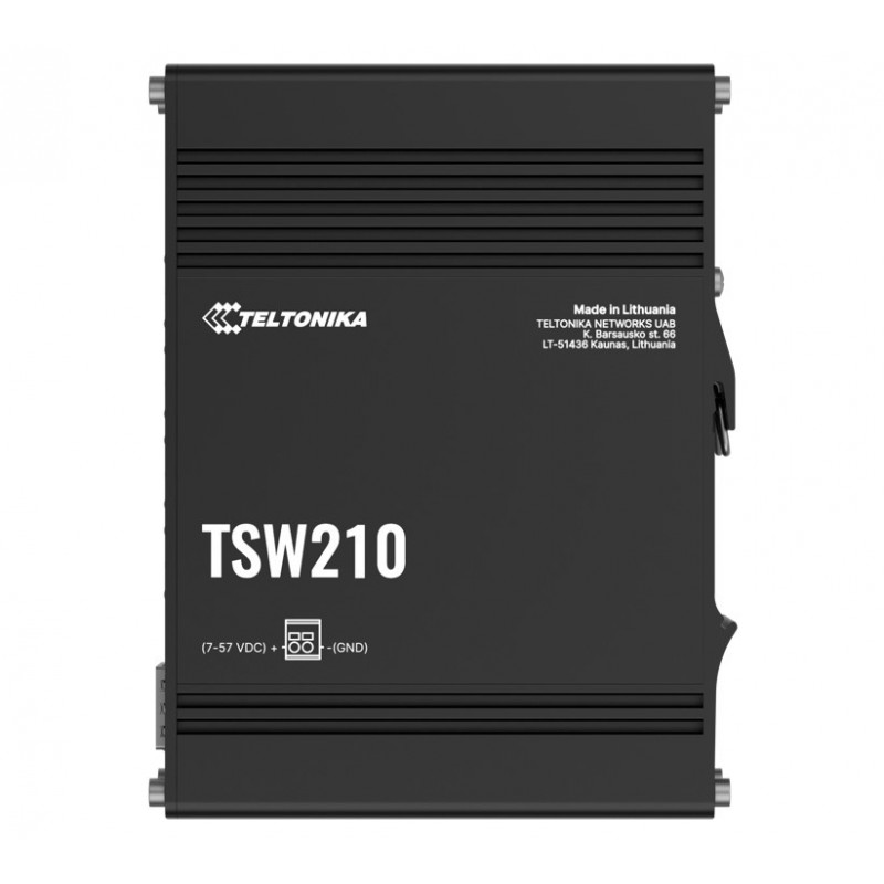 Teltonika TSW210 Industrial Ethernet Switch, 2x SFP Ports, 8x Gigabit Ethernet Ports with speeds of up to 1000 Mbps, DIN Rail