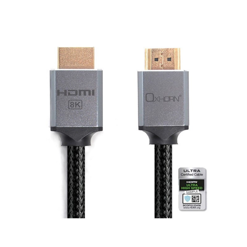 Oxhorn HDMI2.1 8K@60Hz 3D Ultra Certified Ethernet Aluminum Header Cable 5m Male to Male Retail Pack