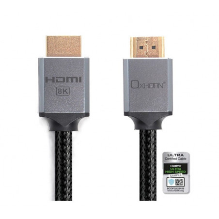 Oxhorn HDMI2.1 8K@60Hz 3D Ultra Certified Ethernet Aluminum Header Cable 5m Male to Male Retail Pack