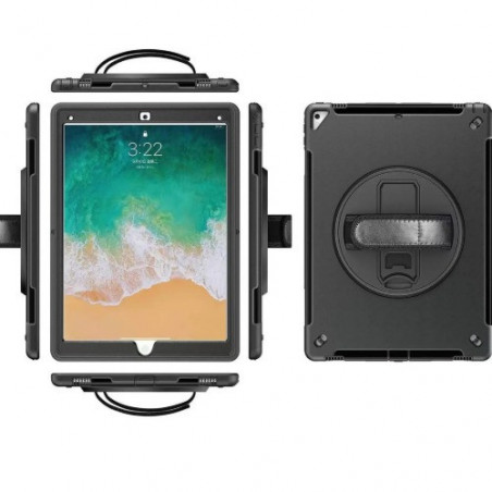 USP Rugged Apple iPad (10.2') (9th/8th/7th Gen) Case Black - Built-in-Kickstand, Hand & Shoulder Strap, DropProof, 5 Years Wa