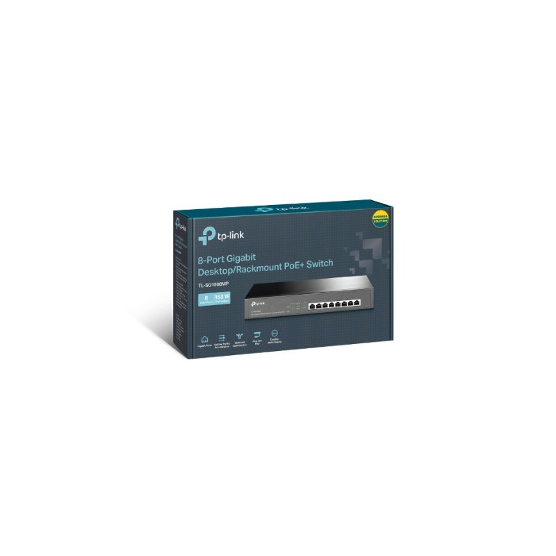 TP-Link TL-SG1008MP 8-Port Gigabit Desktop/Rackmount Switch with 8-Port PoE  (Replacement model of TL-SG1008PE)