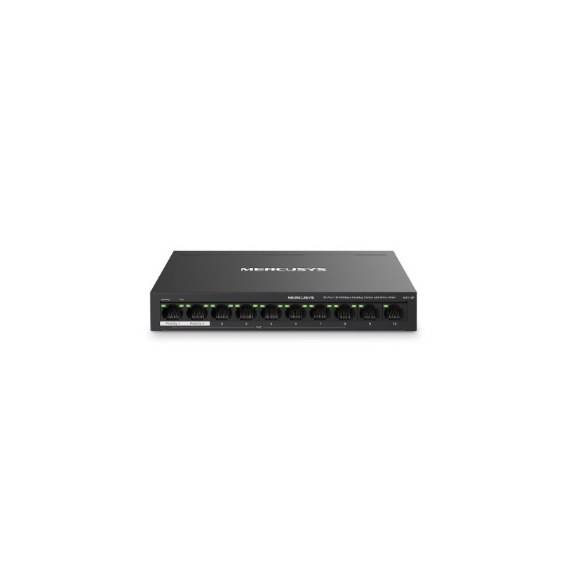 Mercusys MS110P 10-Port 10/100Mbps Desktop Switch with 8-Port PoE , Up to 250 m