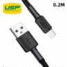 USP BoostUp Lightning to USB-A Cable (20CM) Black - Quick Charge & Connect, 2.4A Rapid Charge,Nylon Weaving,Apple iPhone/iPad