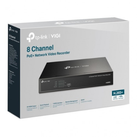TP-Link VIGI NVR1008H-8P 8 Channel PoE  Network Video Recorder, 53W PoE Budget, H.265 , 4K Video Output & 16MP Decoding Capac