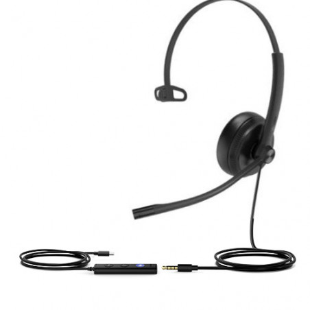 Yealink TEAMS-UH34SE-M-C Teams Certified Wideband Noise Cancelling Headset, USB-C and 3.5mm Jack, Controller with Teams Butto