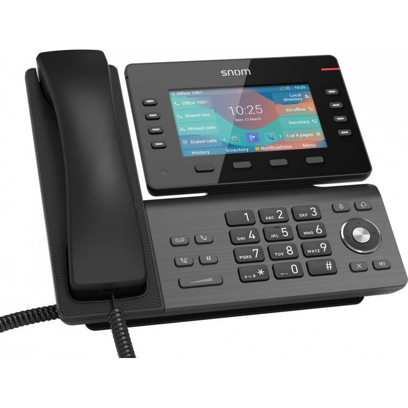 SNOM D862, Large tilting 5 inch IPS colour display, High speed USB 2.0 connection, 8 programmable function keys, Optimised no