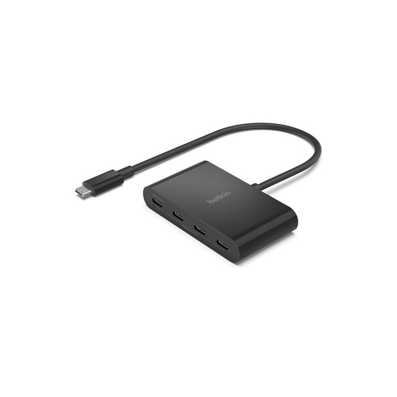 Belkin Connect USB-C to 4-Port USB-C Hub - Black (AVC018btBK), 100W PD, 10Gbps, 4x USB-C 3.2 Gen2 Ports, Universal, Compact, 
