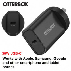 OtterBox 30W USB-C (Type I) PD Fast Wall Charger - Black (78-81351), Compact, Drop Tested,Safe & Smart Charging,Best for Appl