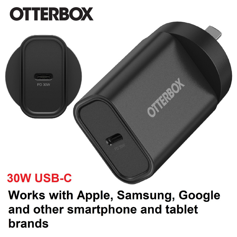 OtterBox 30W USB-C (Type I) PD Fast Wall Charger - Black (78-81351), Compact, Drop Tested,Safe & Smart Charging,Best for Appl