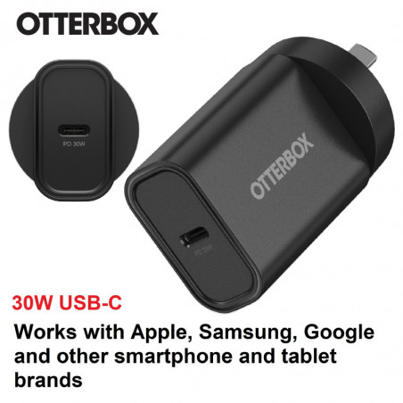 OtterBox 30W USB-C (Type I) PD Fast Wall Charger - Black (78-81351), Compact, Drop Tested,Safe & Smart Charging,Best for Appl