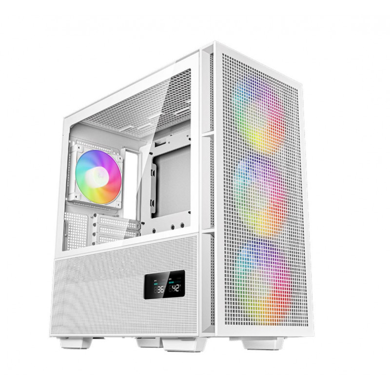 DeepCool CH560 DIGITAL White High Airflow Mid-Tower ATX Case, Digital Status Display, Magnetic Hybrid Mesh, 3 Pre-Installed 1