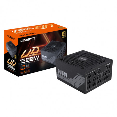 Gigabyte UD1300GM PG5 1300W ATX PSU Power Supply  80  Gold ]90% 140mm Fan Black Flat Cables Single  12V   ]100K Hrs