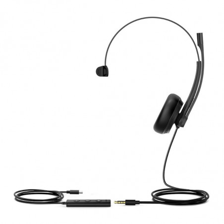 Yealink UH34 Special Edition Mono UC USB Headset, USB-C  3.5mm, Audio Clarity, Noise Cancelling Microphone, Leather Ear Cushi