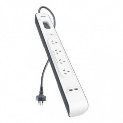 Belkin SurgePlus 4-Outlet Surge Protector With 2x USB Port 2.4 Amp (BSV401au2M) - Heavy Duty 2M Power Cord, 525 Joules, $2000