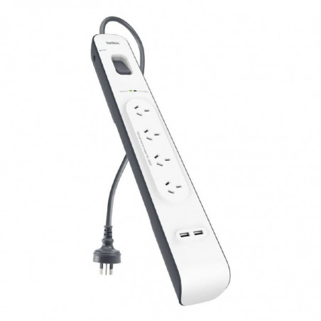 Belkin SurgePlus 4-Outlet Surge Protector With 2x USB Port 2.4 Amp (BSV401au2M) - Heavy Duty 2M Power Cord, 525 Joules, $2000