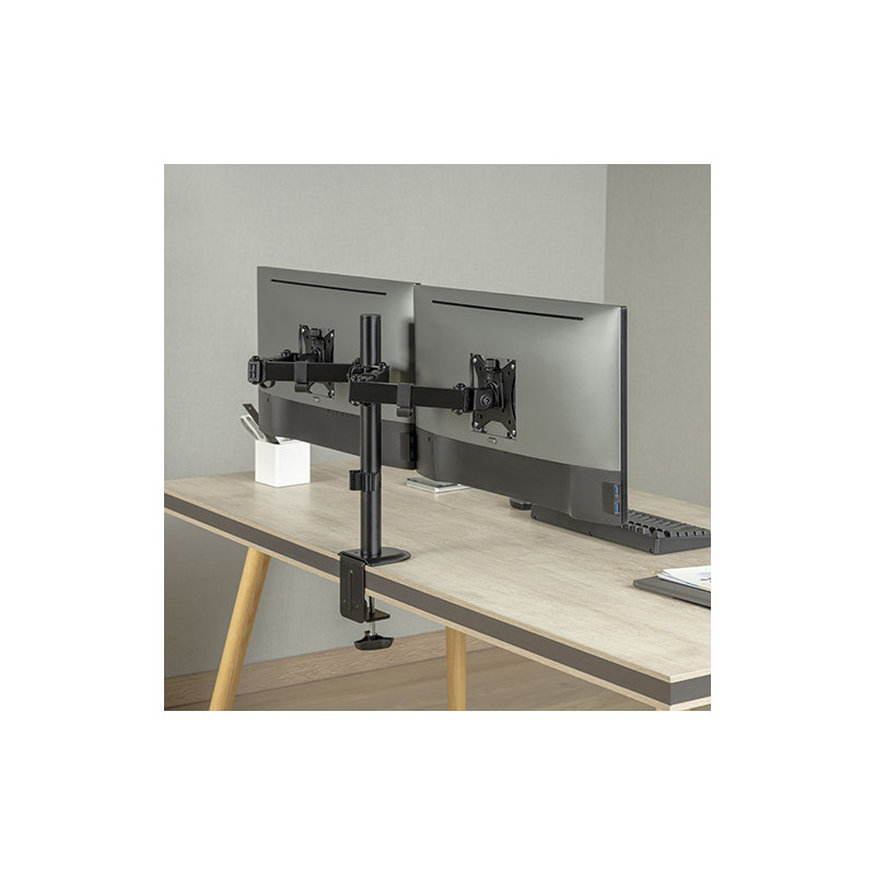 Brateck Dual-Monitor Steel Articulating Monitor Mount Fit Most 17'-32' Monitor Up to 20KG VESA 75x75,100x100(Black)(LS)