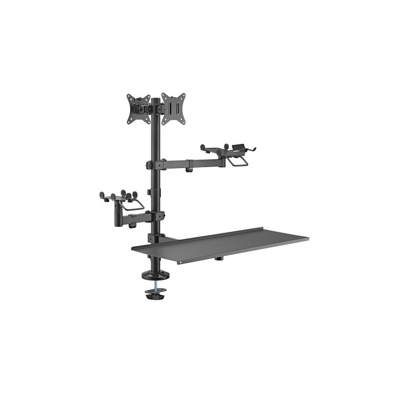 Brateck POS Mounting Solution For Dual Screens (with keyboard tray), Fit Screen Size:17'-32'm, Weight Capacity (per screen): 