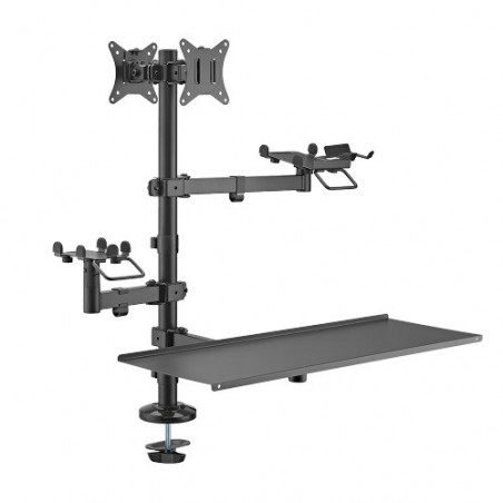 Brateck POS Mounting Solution For Dual Screens (with keyboard tray), Fit Screen Size:17'-32'm, Weight Capacity (per screen): 
